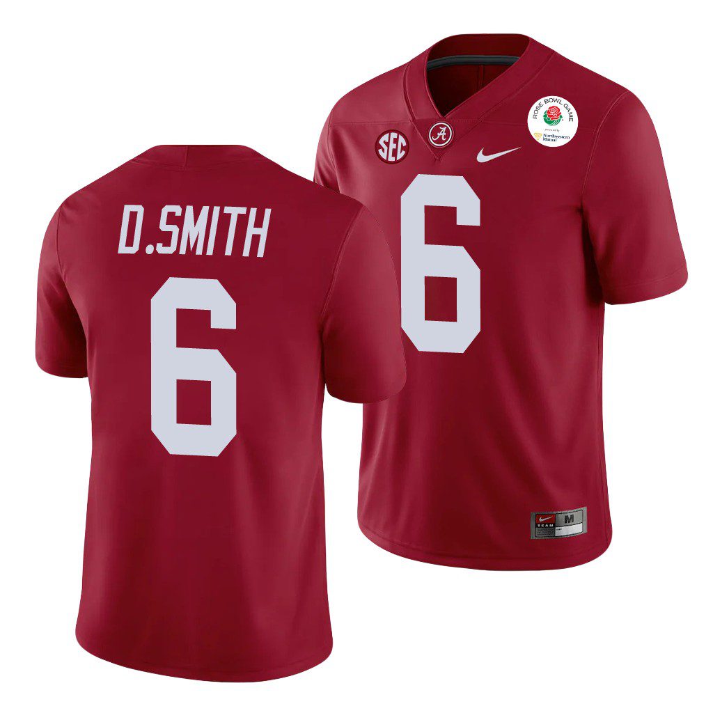 Men's Alabama Crimson Tide DeVonta Smith #6 Crimson 2021 Rose Bowl NCAA College Football Jersey